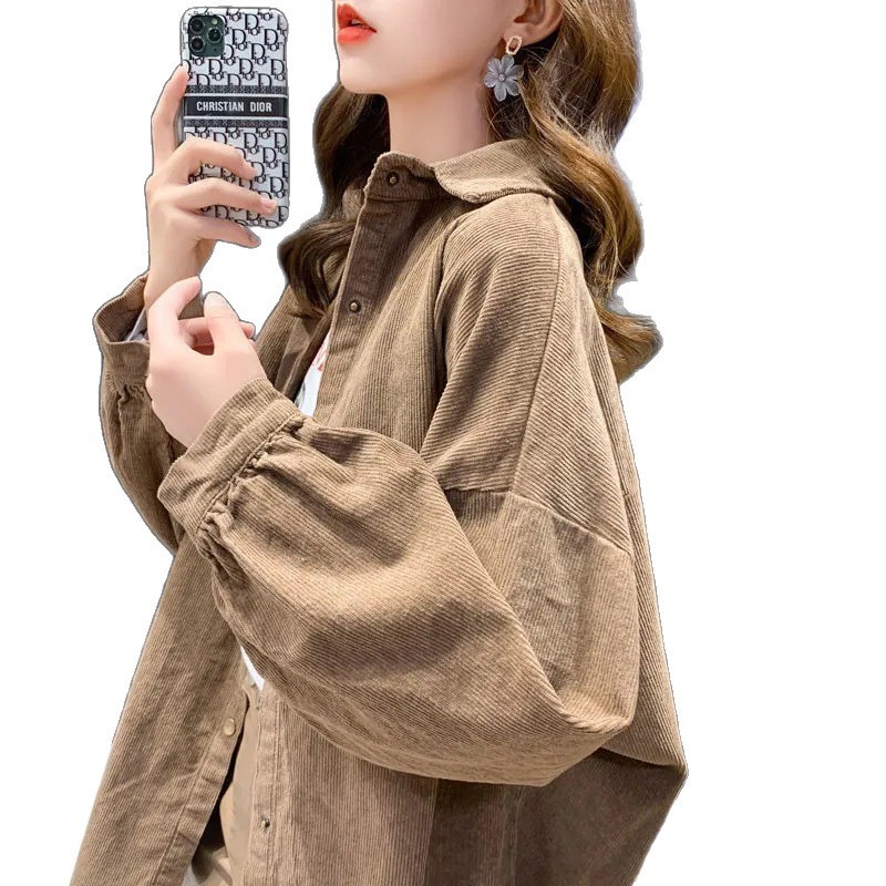早秋装2025年新款大码女装开衫外套女薄款灯芯绒衬衫爆款洋气上衣|undefined