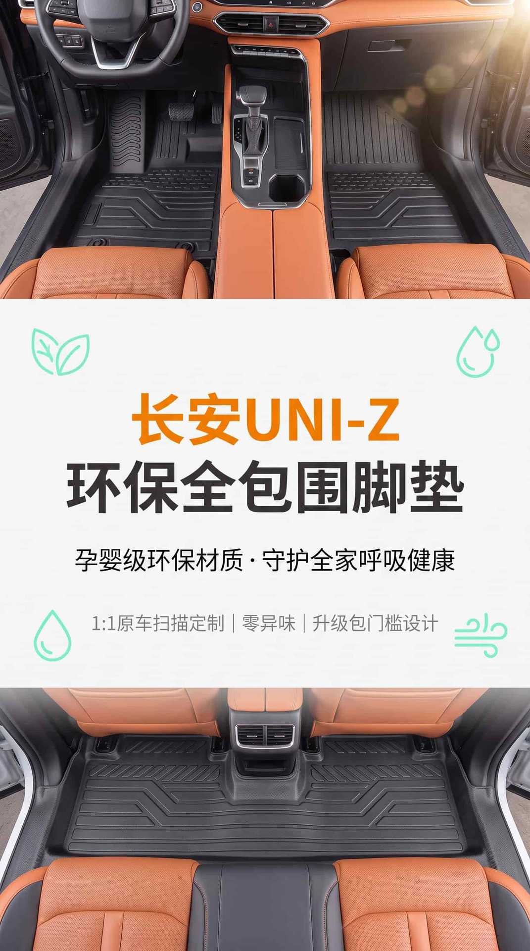 TPE floor mats for the Changan UNI-Z model, waterproof and dustproof car interior accessories, eco-friendly TPE floor mats