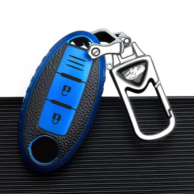Key Case New Sylphy Teana: Car key bag - nissan-d-smart-2-key-sapphire-blue-single-shell-upgrade-anti-lost-metal-buckle