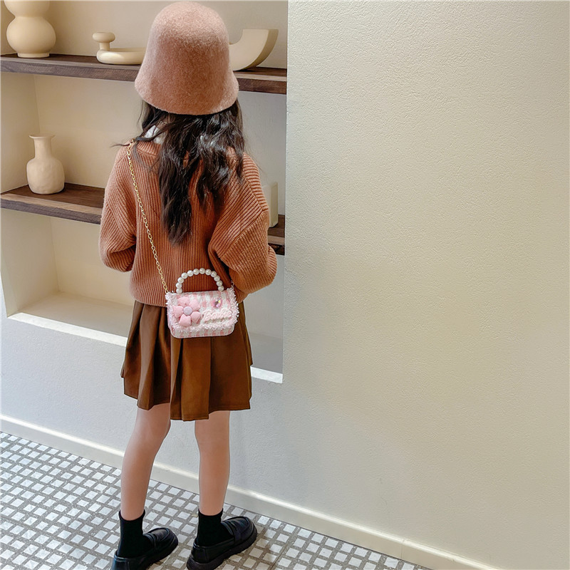 Bolso de los niños del estilo coreano estilo Chanel flor chica bolsa de mensajero 2023 nuevo bebé mini cadena bolso de hombro moda