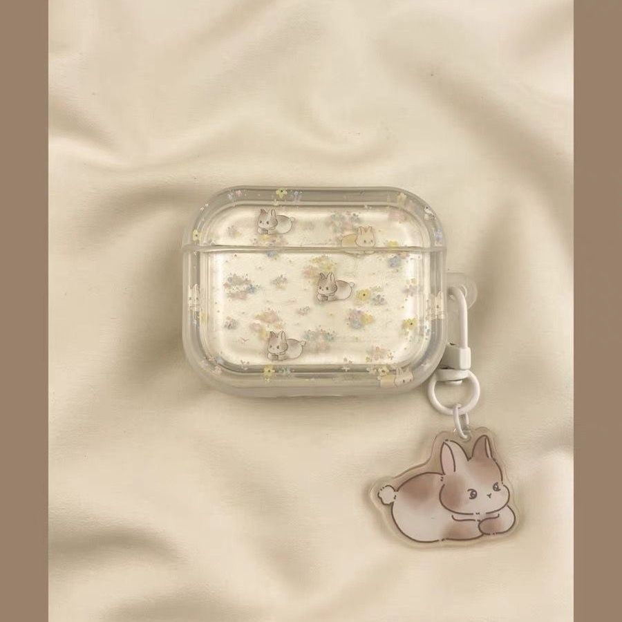 Conejo de flores crumbles para airpods 4 generación de cubierta de auriculares airpodspro 2 generación 3 generación de cubierta Bluetooth