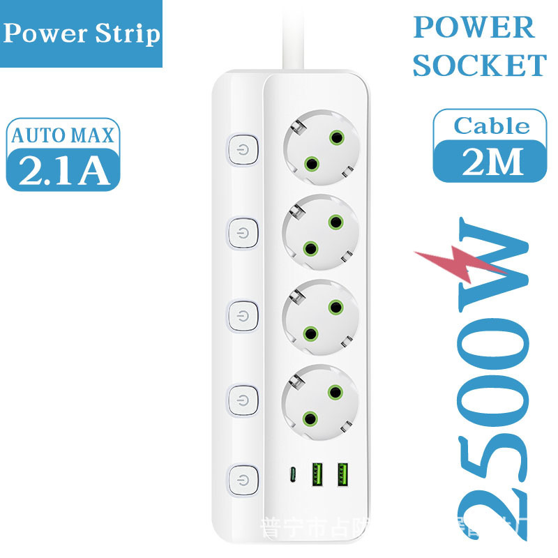 Euro enchufe tablero de conexión doméstico con USB oficina ruso 250V con enchufe de cable