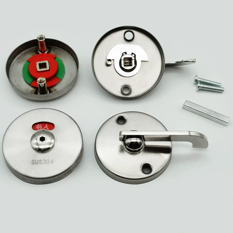 Stainless steel indicator lock small circular lock for flat door with/without people single-bar lock public restroom divider door lock factory wholesale