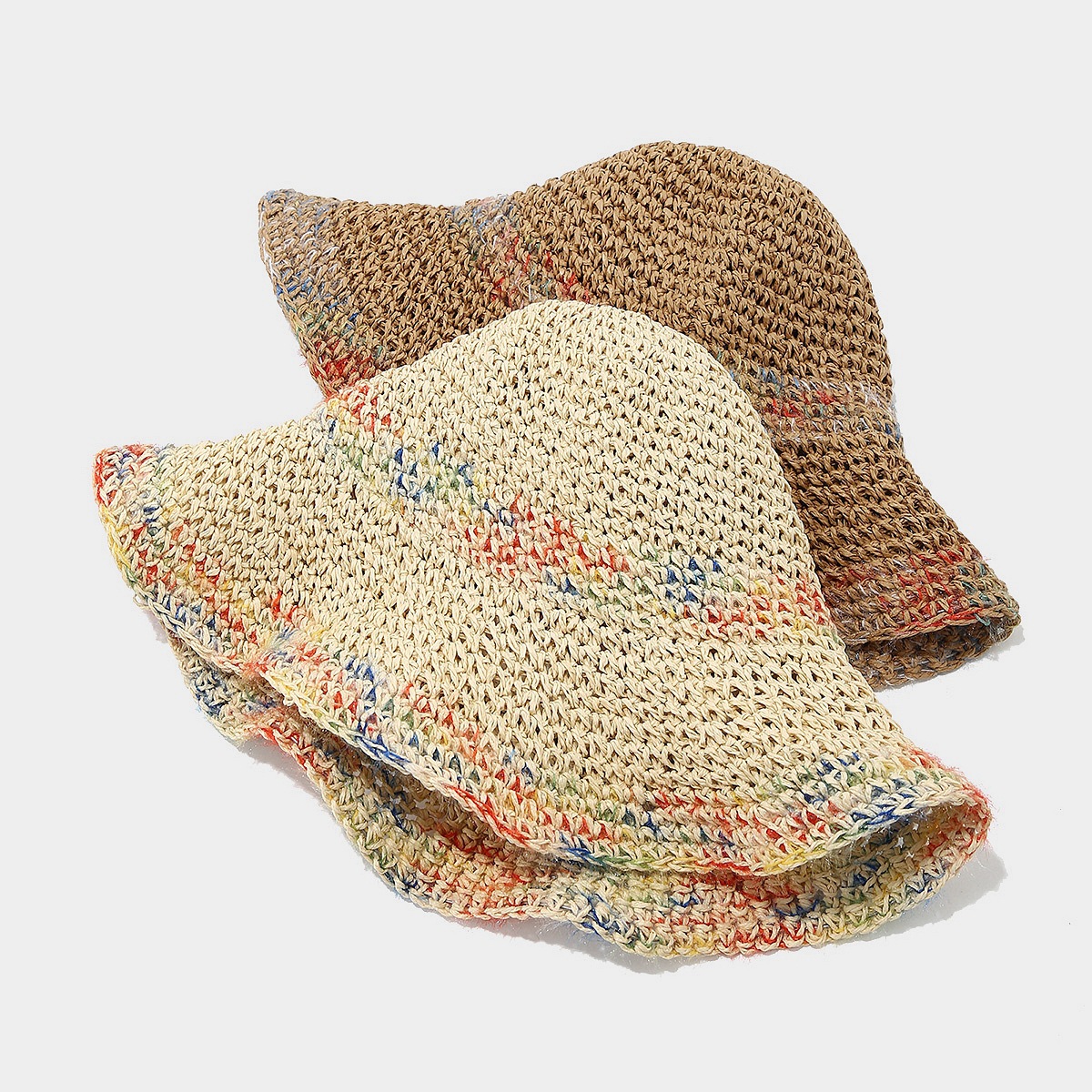 Sombrero de paja para mujeres de verano dulce siete colores sombrero de paja vacaciones versátil sombrero de playa sombrero de sombra
