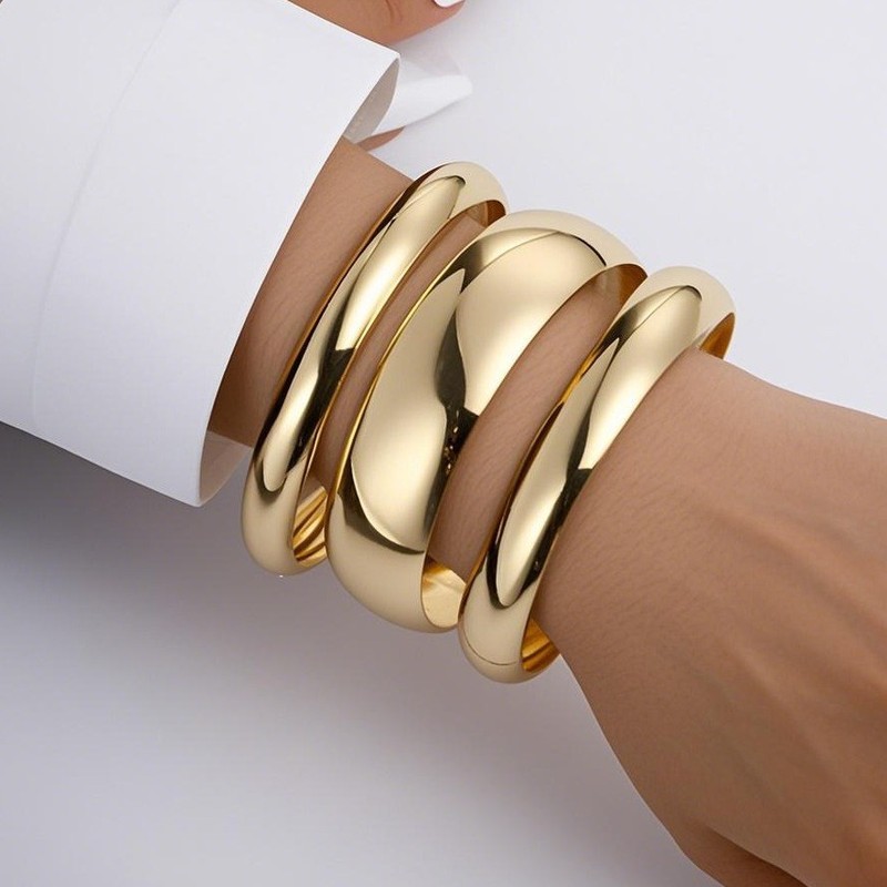 欧美跨境爆款夸张ins小众设计感金属光面手镯几何个性手饰braclet|undefined
