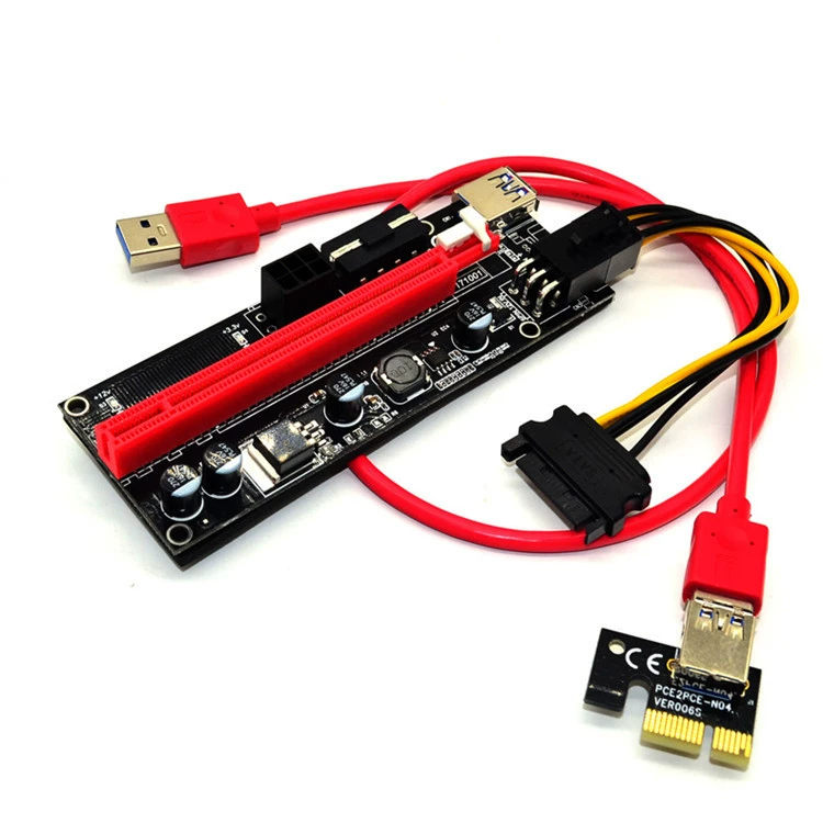 Расширительная карта PCI-E 1X до 16X графической карты с двойным питанием DC 6Pin, конверсионная карта PCIE PCIE