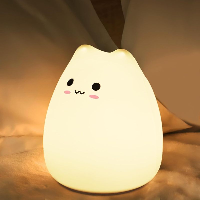 人気の猫クリエイティブ新しいパットライト漫画シリコン雰囲気ライト USB 充電ワイヤレス読書タッチナイトライト|undefined