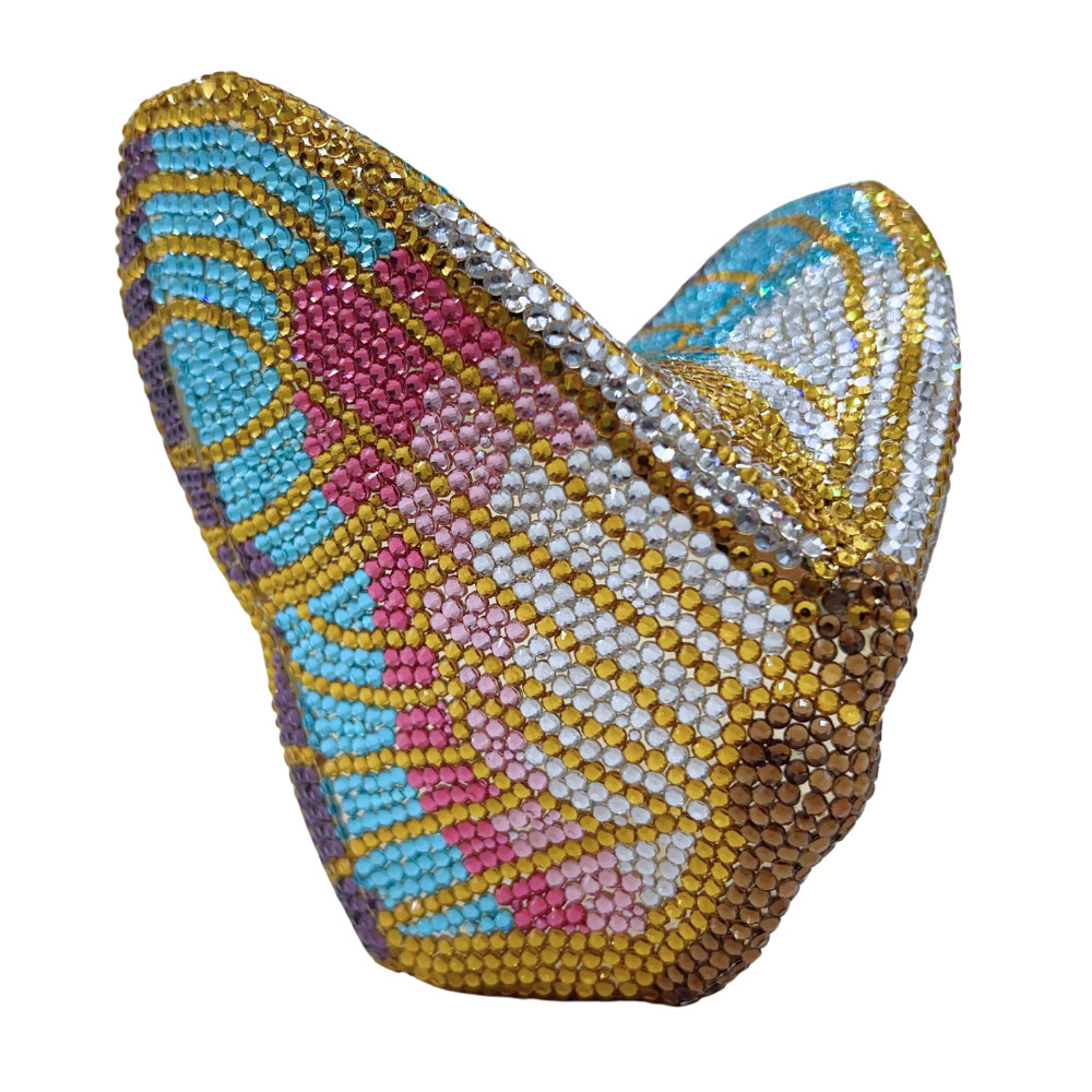 Butterfly Crystal clutch transfronterizo nuevo paquete de cena de diamante de mariposa, bolso de mano de diamante de agua
