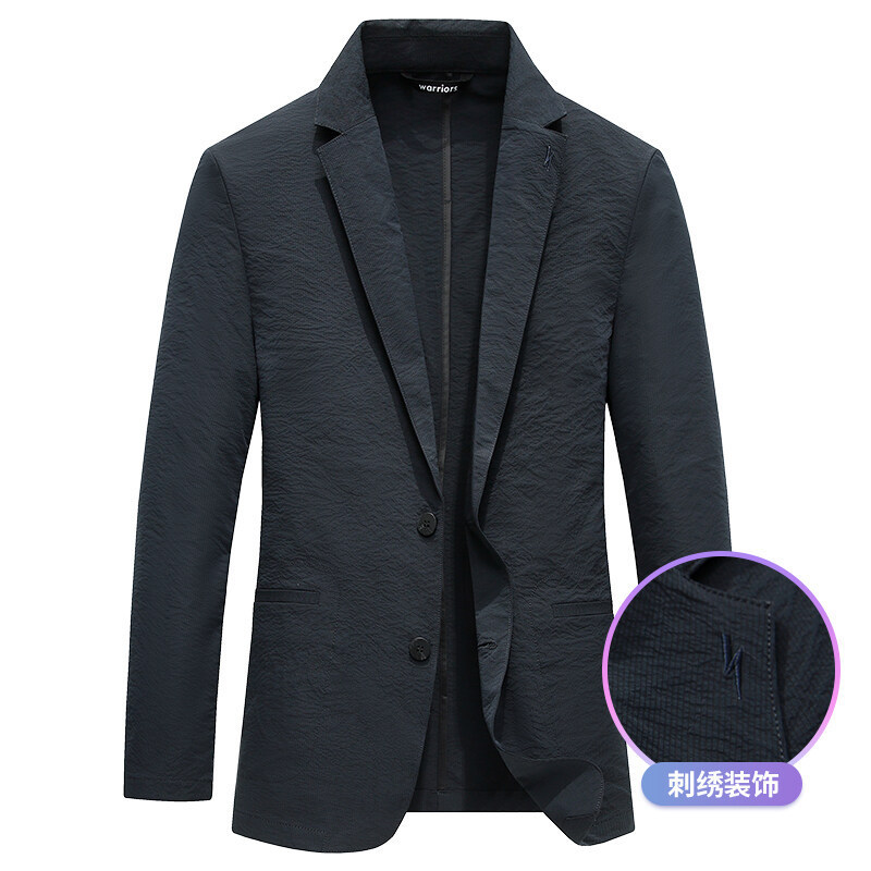 2022 New Men's Business Casual Pleated Stretch Suit Jacket Single Suit Black Navy Blue Machine Washable 2022 New Men's Business Casual Pleated Stretch Suit Jacket Single Suit Black Navy Blue Machine Washable