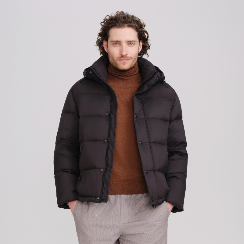 冬用ホワイトダックダウンジャケット メンズ 厚手 暖かい 2025年新作 ショート丈 フード付きダウンジャケット メンズ 極寒対応