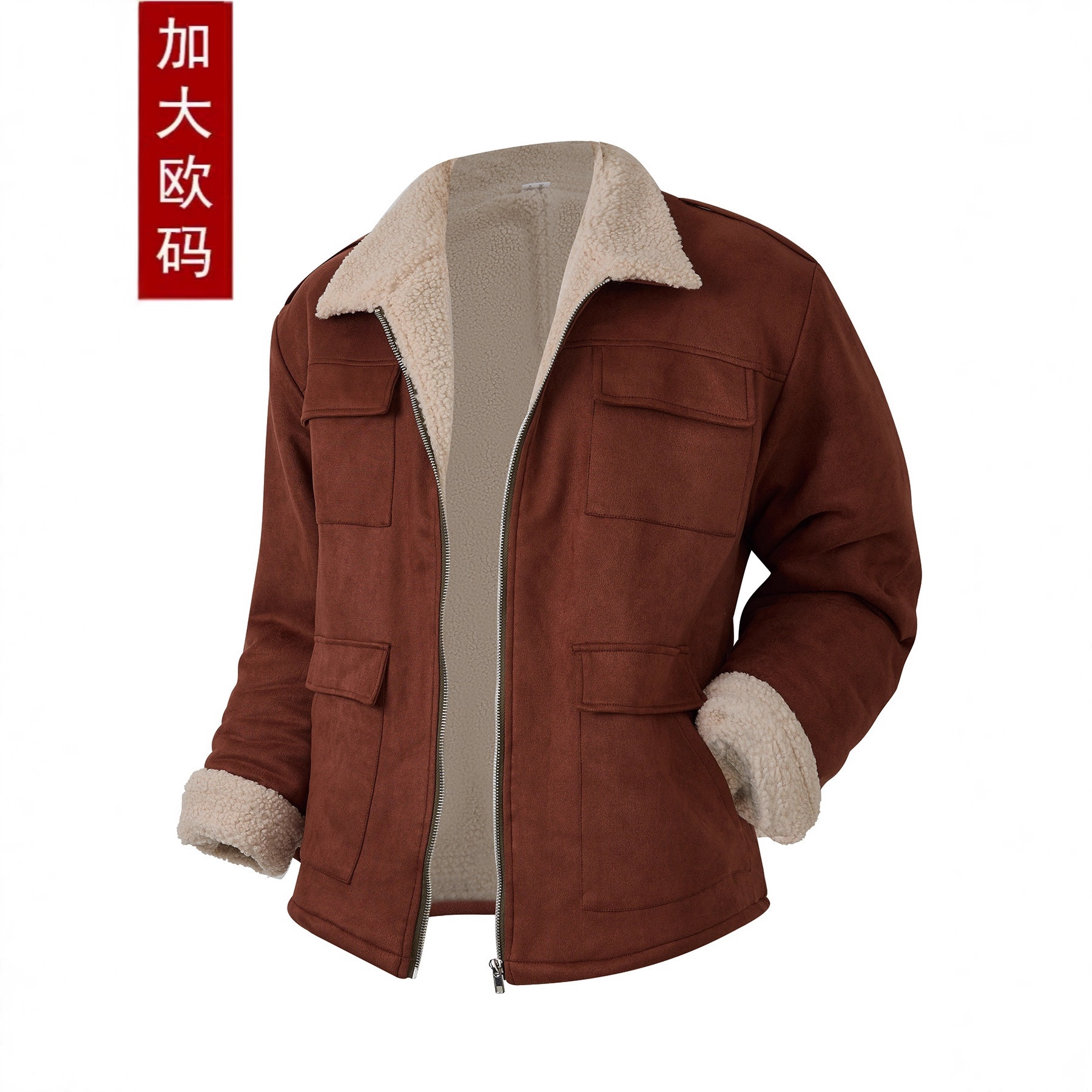 2025 Men's Autumn and Winter Thickened Warm Workwear Style Trucker Casual Outdoor Hiking Daily Retro Jacket