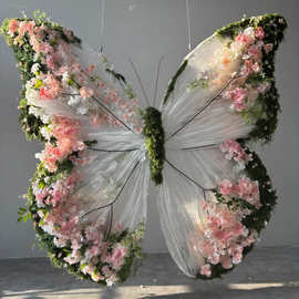 仿真蝴蝶造型婚庆绢花装饰花艺DIY手工制作粉色系花朵装饰创意