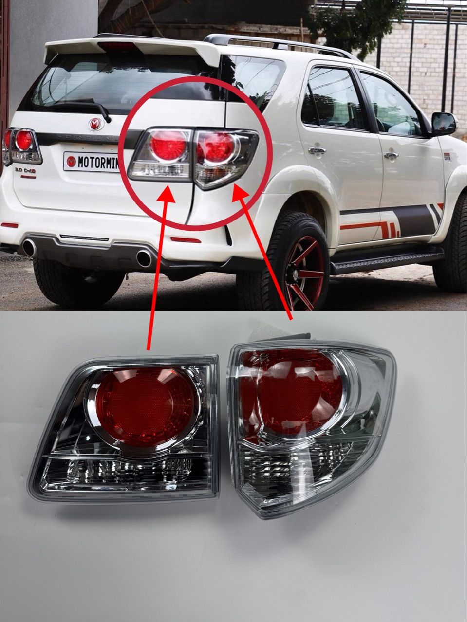 Suitable for Toyota Runner Fortuner 11-15 Rear Tail Lights, Rear Brake Lights, Rear Anti-Collision Lights
