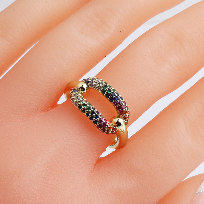 Fashion O-shape Copper Open Ring Plating Zircon Copper Rings display picture 4