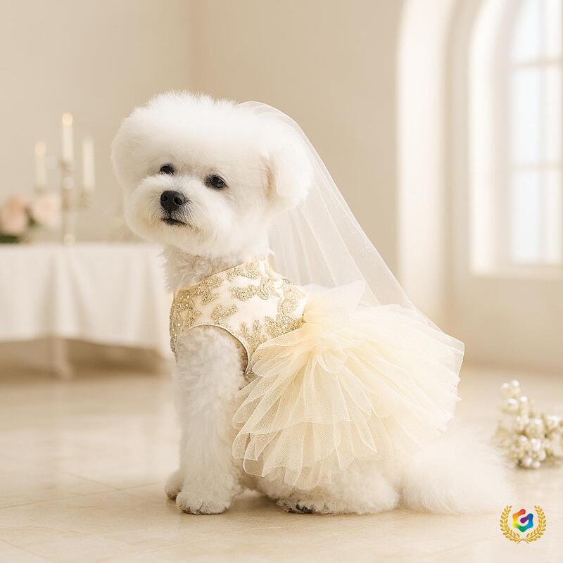 ◈ Pet Clothing Collection: Fluffy Gauze Skirts, Harness Dresses, and Wedding Dresses for Dogs and Cats
