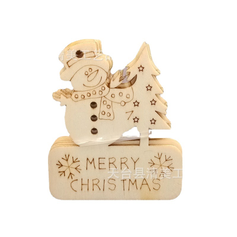 Colgante de decoración navideña de 7cm Copo de nieve Piezas de madera Suministros navideños al por mayor 6 piezas cada uno, un total de 54 piezas para un juego