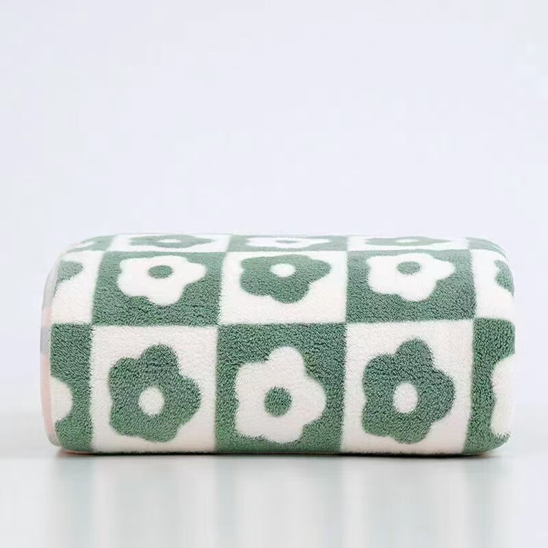 Flower Bath Towel Household Super Absorbent Towel Coral Fleece Thickened Bath Wrap for Couple Ins Style