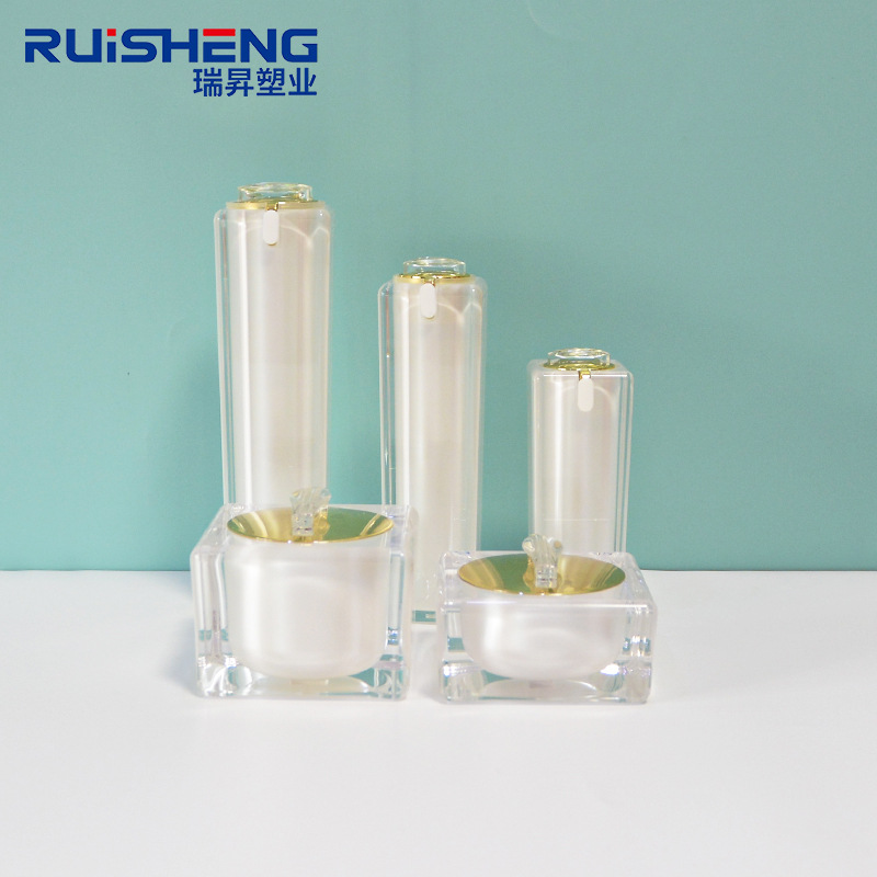 款蝴蝶结亚克力瓶 白色化妆品套装 水果四方瓶面膜膏霜瓶