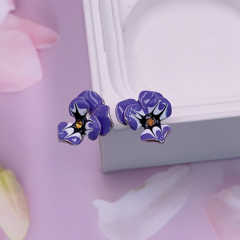 1 Paire Mode Fleur Alliage Émail Femmes Boucles D'oreilles display picture 15