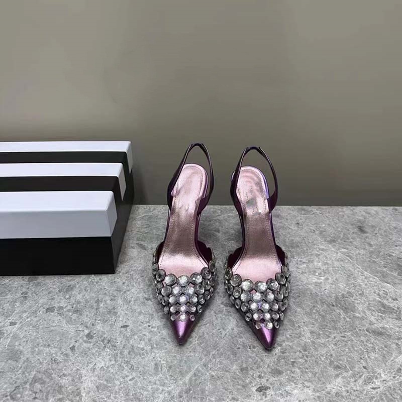 New super perfect rhinester shallow thin heel pointed shoes women's Roman hollow high heels women's sandals_voghion.com