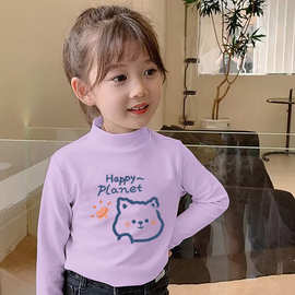 Y2046#男女童装加绒厚内搭打底衫秋冬大儿童半高领长袖恤秋衣单件