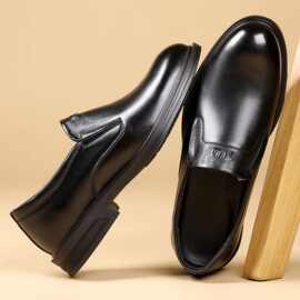 新款男士头层牛皮绅士鞋软底软面真皮一脚蹬休闲男鞋透气皮鞋男款