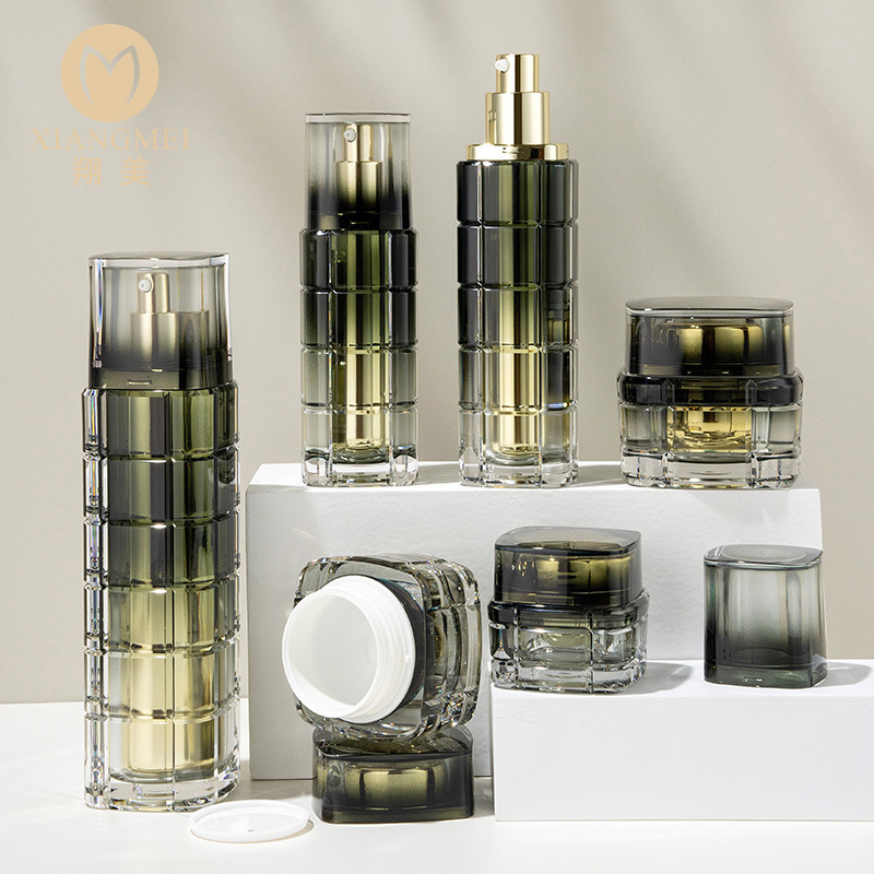 新款亚克力格子分装乳液面霜方瓶 化妆品喷雾瓶 竹节膏霜瓶
