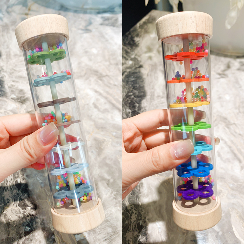 Sonido de lluvia Orff de madera para niños, sonido de lluvia simulado, reloj de arena, instrumento musical, iluminación musical para bebés, juguete de educación temprana