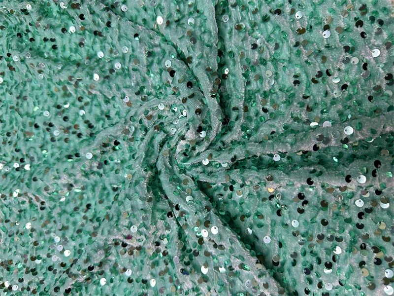 Otoño y invierno tela de terciopelo elástica 5mm oro espuma de cuentas de espuma de Navidad vestido de moda tela de sequilla image 19