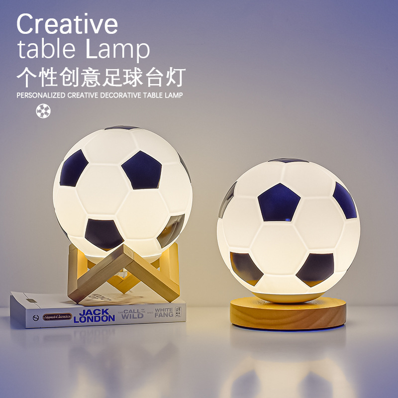 World Cup Soccer Lamp European Cup LED Night Light Glass Table Lamp Advanced Sense Bedroom Study Bedside Lamp Decoration