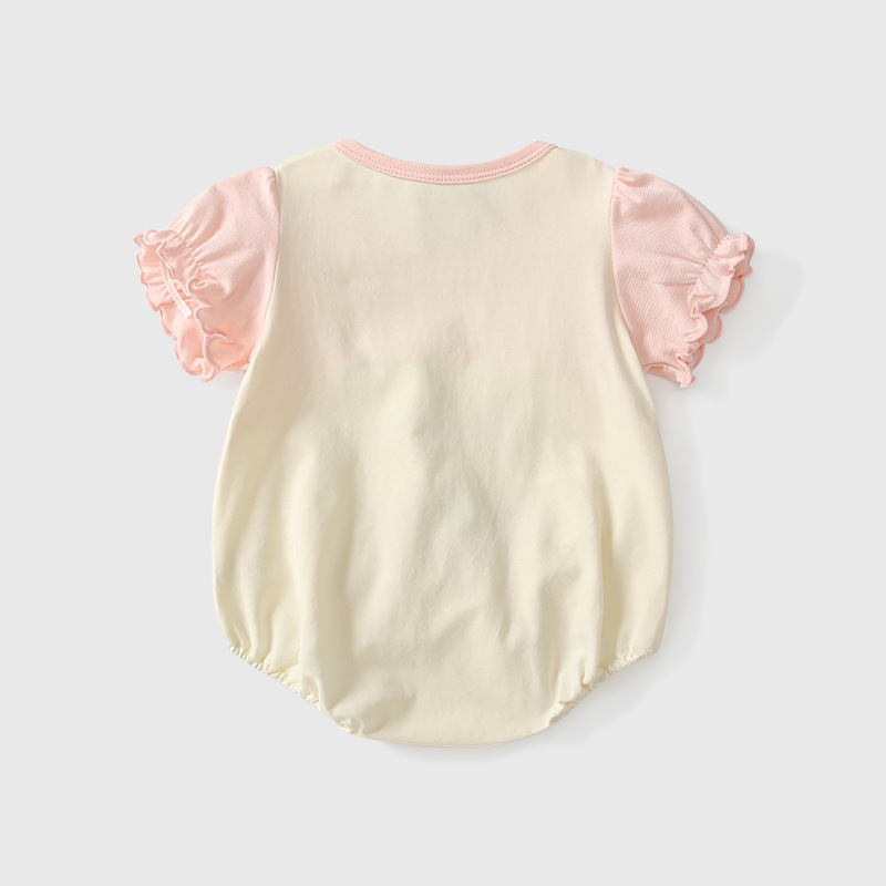 赤ちゃんのお尻の服の夏の薄いタイプの新生児の赤ちゃんの半袖の三角の服のかわいい大根の超萌えの外出の服