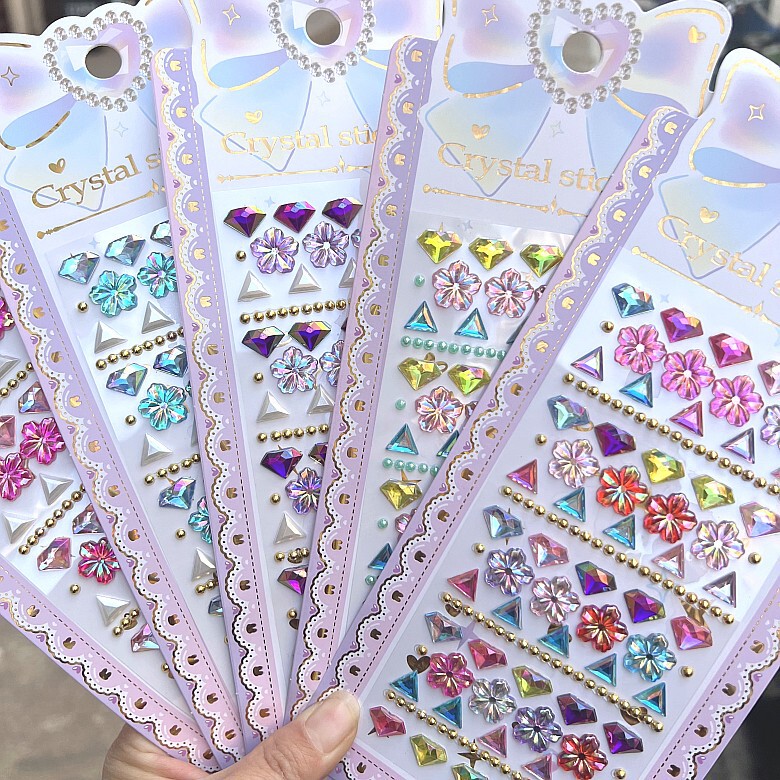 Children's Stickers Gemstone Crystal Acrylic Diamond Stickers Love Decorative Creative DIY Kindergarten Award Stickers
