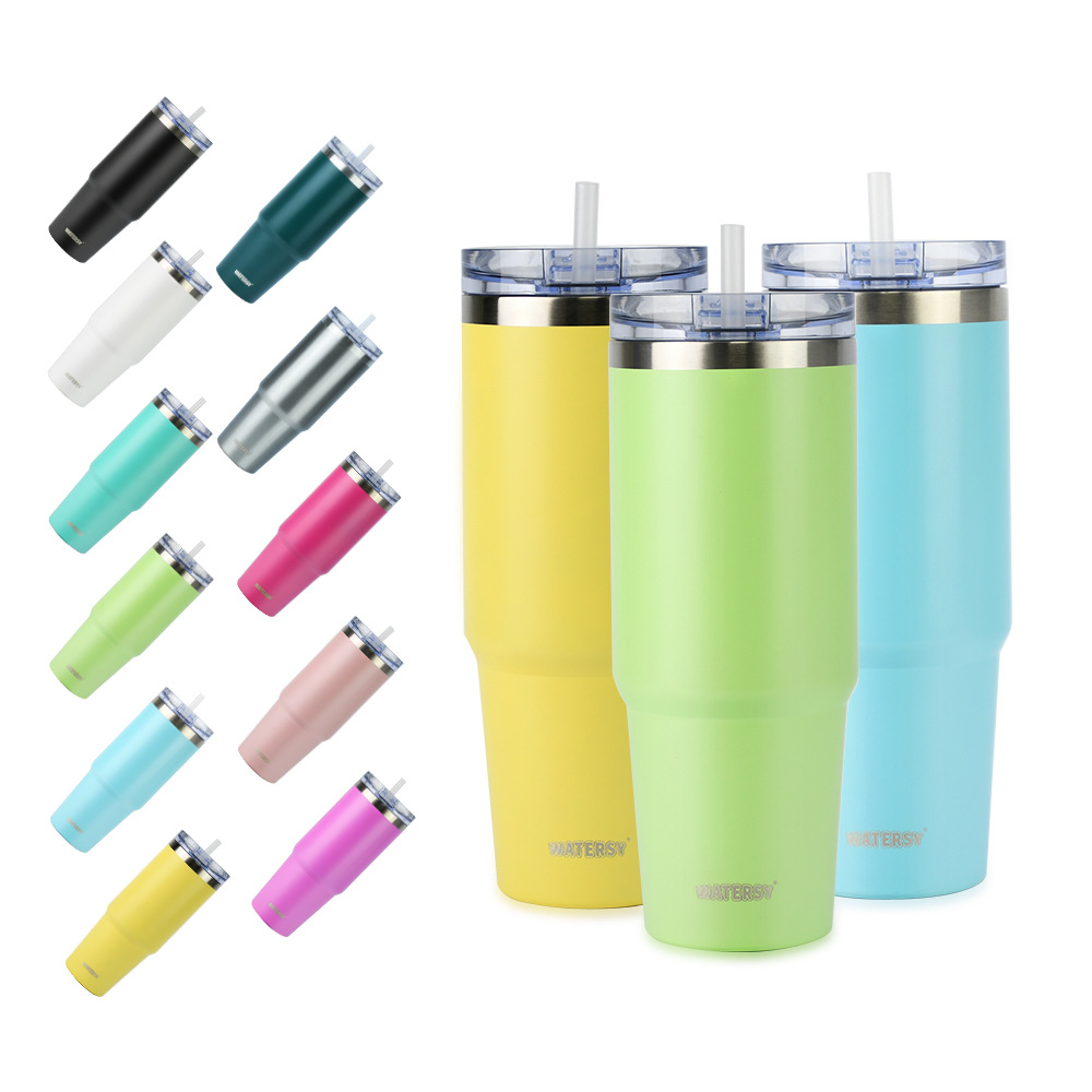 SX transfronteriza de gran capacidad 30oz taza de helado con paja fría taza de café 304 taza de coche de acero inoxidable