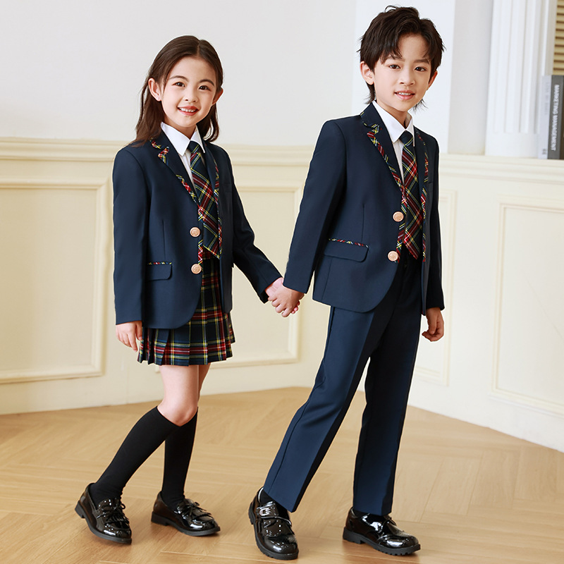 Estilo británico uniforme de escuela primaria traje de niños JK uniforme traje de Niña estudiante de secundaria clase uniforme vestido de primavera y otoño ropa