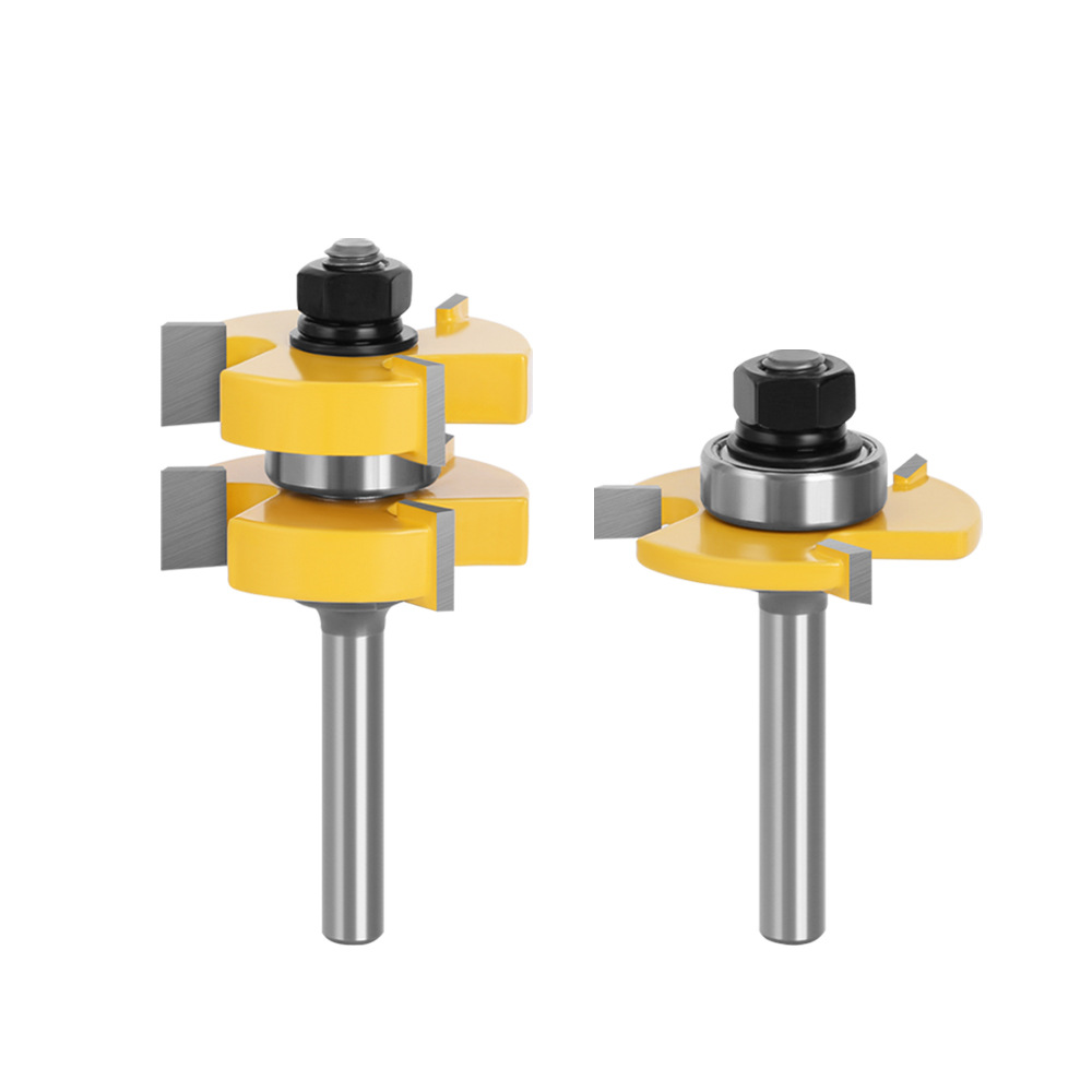 8mm de tres dientes de tipo T Tenon cuchillo de empalme cuchillo de piso de carpintería fresadora de pintura amarilla ventas directas de la fábrica