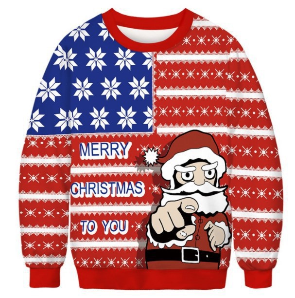 2025跨境爆款欧美3d印花圆领卫衣圣诞大码潮男女情侣装