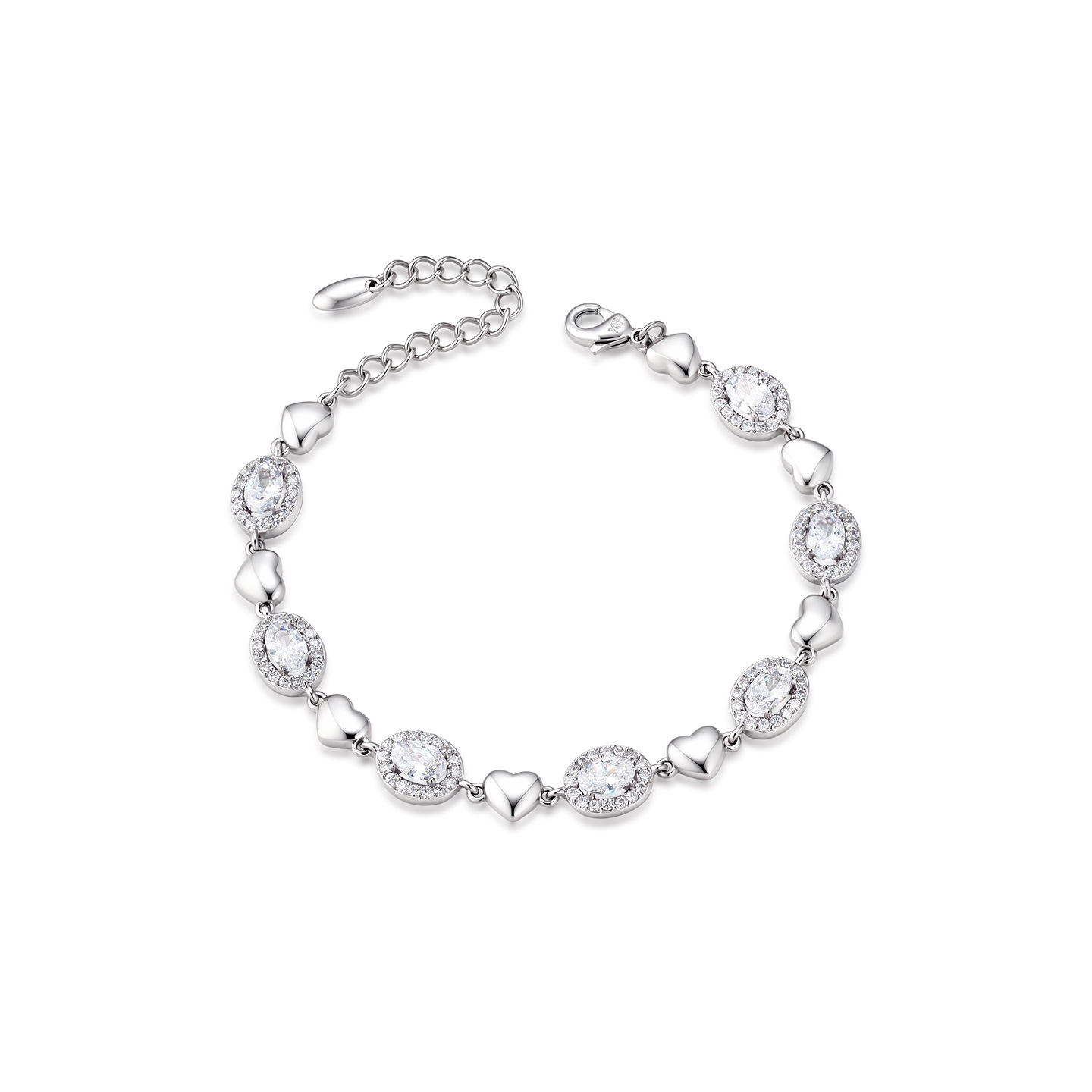 Xuping lujoso temperamento elíptico geometría brillante amor empalme pulsera aleación de cobre dulce suave joyería de mano al por mayor