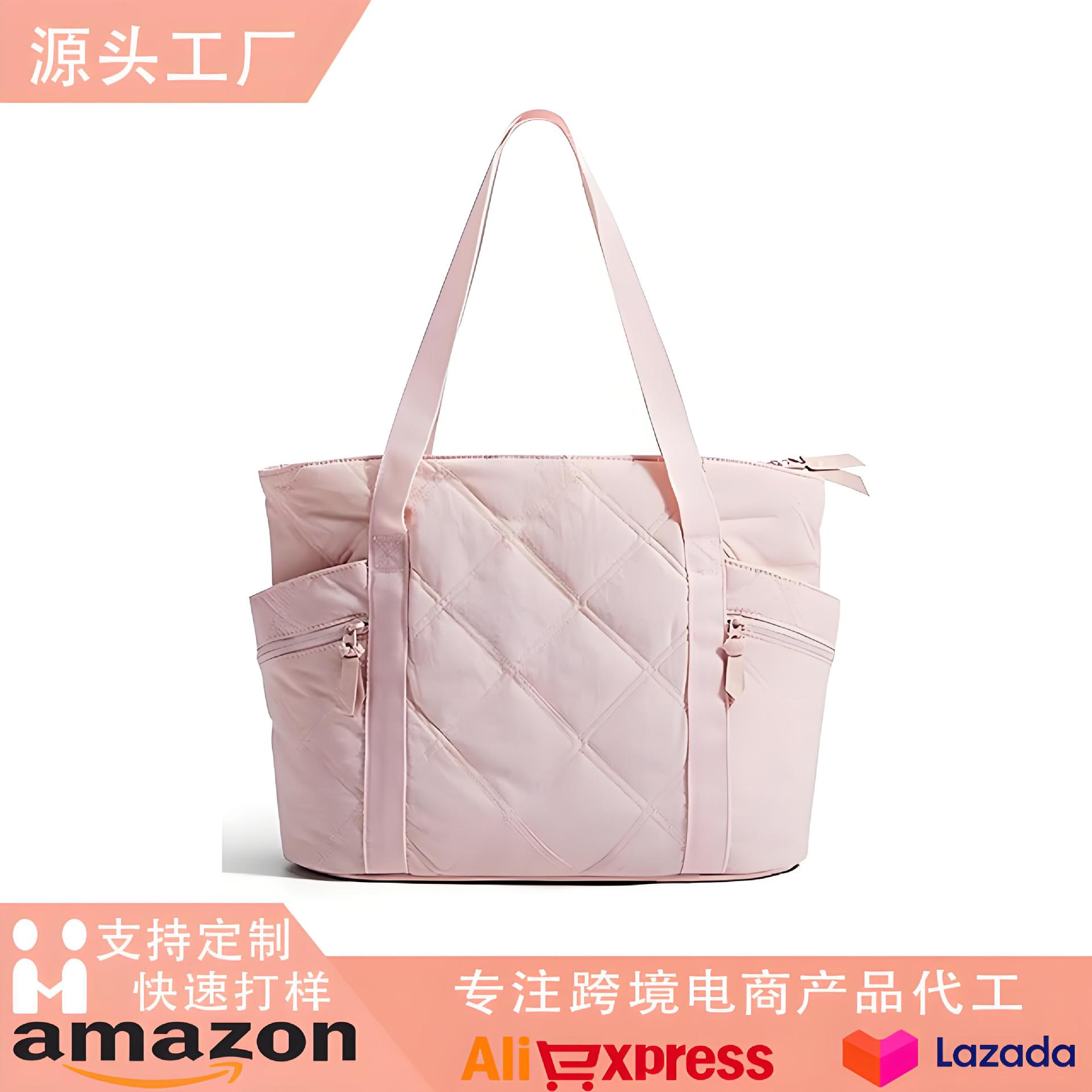 Cross-Border Women's Handbag Quilted Zipper Tote Bag Essential for Short Trips Quilted Travel Bag Portable Shoulder Bag