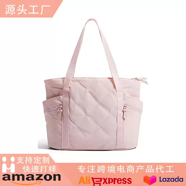 Cross-Border Women's Handbag Quilted Zipper Tote Bag Essential for Short Trips Quilted Travel Bag Portable Shoulder Bag