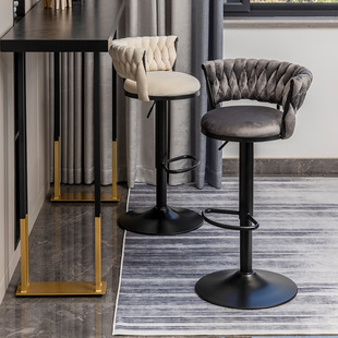 Wholesale Bar Chairs for Home Use, Adjustable Wabi-Sabi Style Cashier Counter, Commercial High Stools, Bar Stools with Backrest, Front Desk Wine
