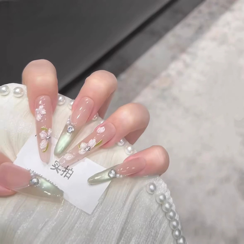 【Qingzhi Yulu】Purely Handmade Wearable Nails, Exquisite Green Color That Enhances Complexion, High-End Pure Handmade Wearable Nail Patches 【Qingzhi Yulu】Purely Handmade Wearable Nails, Exquisite Green Color That Enhances Complexion, High-End Pure Handmade Wearable Nail Patches