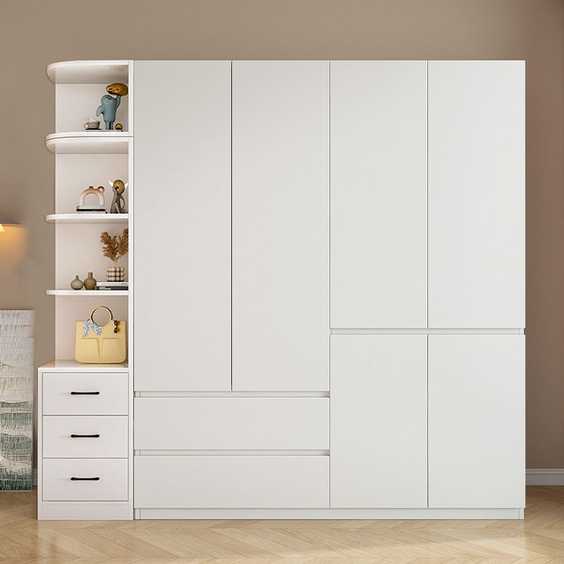 Solid Wood Wardrobe for Home Bedroom Small Apartment Large Capacity Floor-Standing Large Wardrobe Double Door Light Luxury Storage Cabinet Storage Cabinet