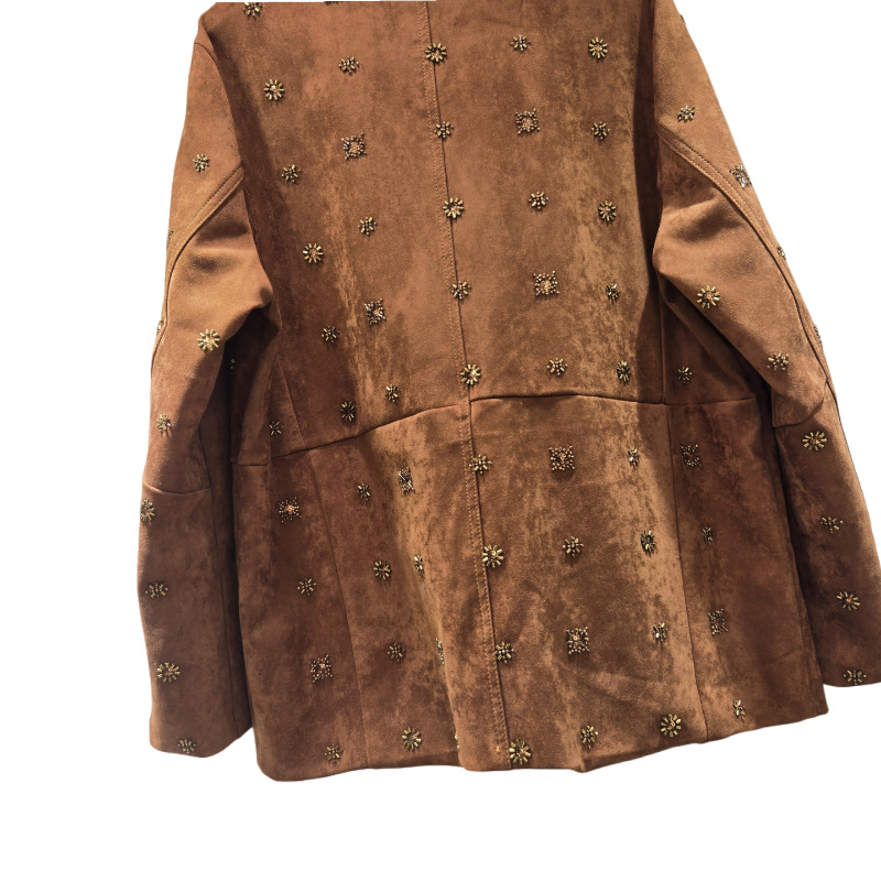 Chaqueta Casual con Cuentas Cuello Redondo, Bordado con Cuentas para Otoño e Invierno image 4