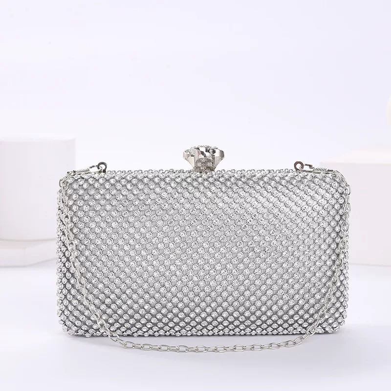  Fashionable silver small clutch bag to go out, for import, food bag