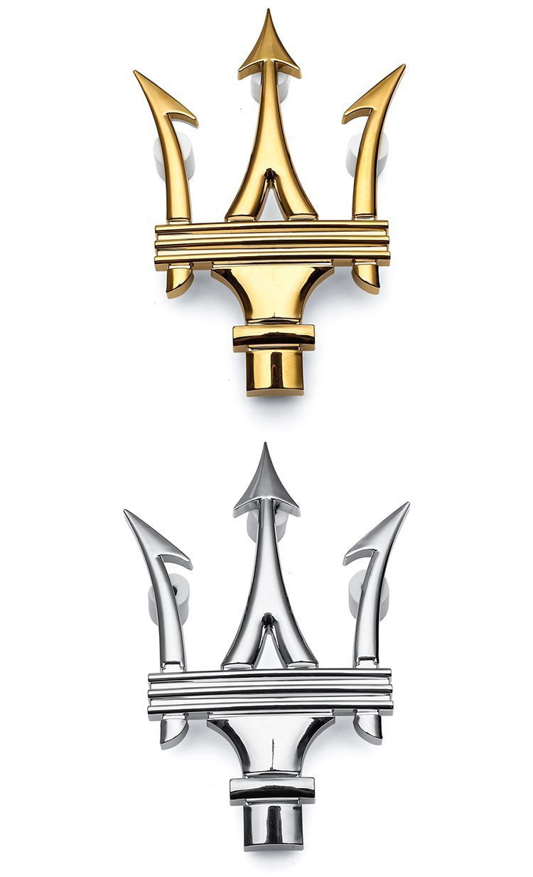 Specially Designed for Maserati Gt Center Grille Emblem, Front Trident Emblem, Front Car Emblem in Bright Silver, Black, Red, and Gold for Modification