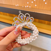 Children's three dimensional hair rope from pearl for princess, internet celebrity, no hair damage, flowered