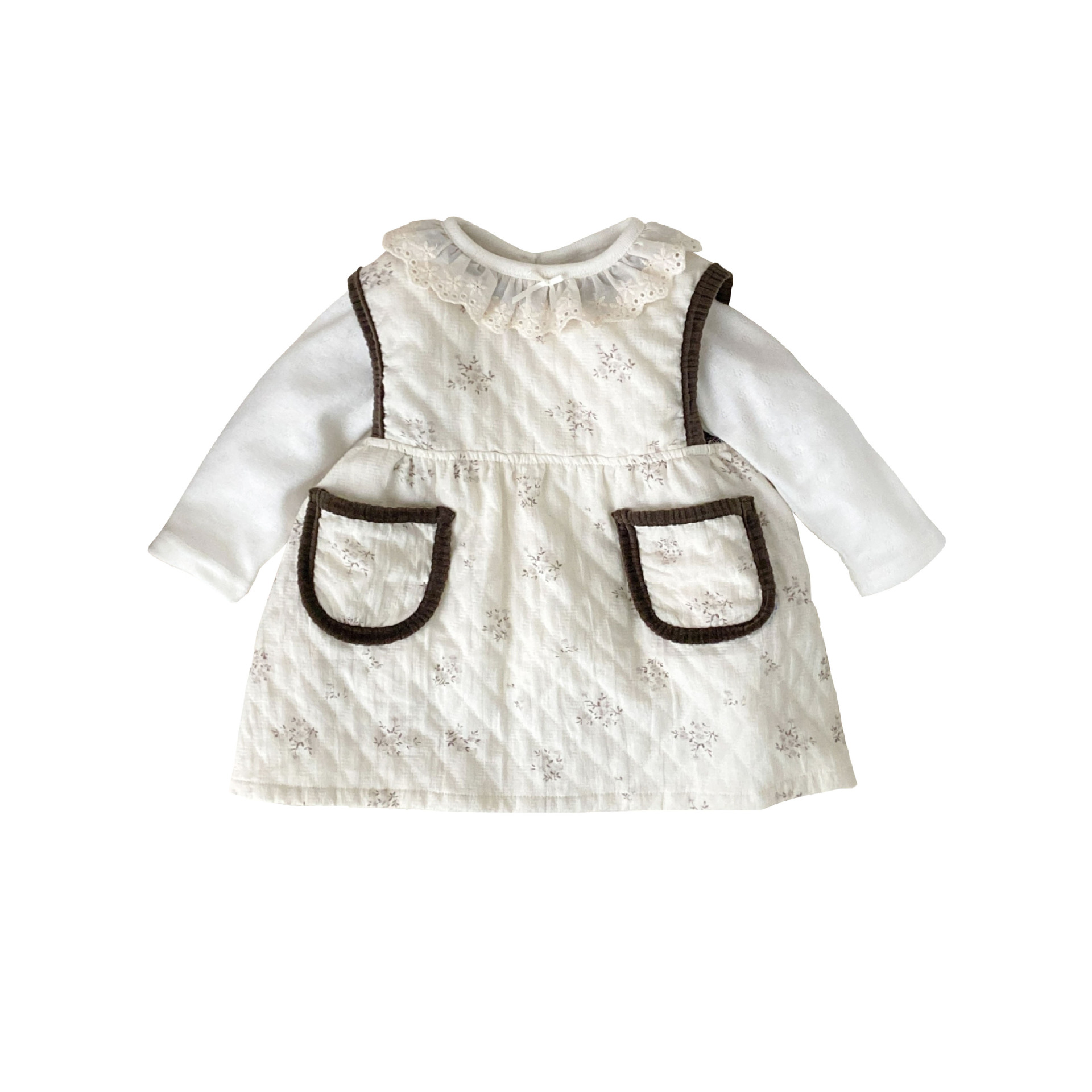 Nueva ropa de bebé primavera vestido de bebé de manga larga estilo occidental lindo super lindo traje de manga larga de dibujos animados de bebé