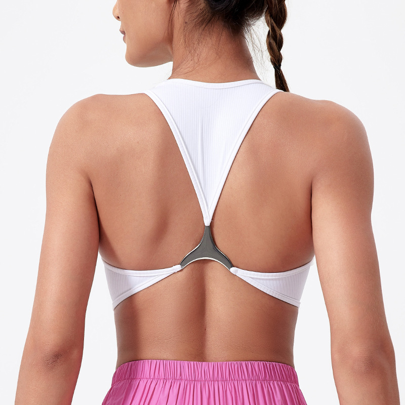 ヨガベスト女性防震スポーツ下着金属美背ブラジャー胸パッド裸感ランニングトレーニング服