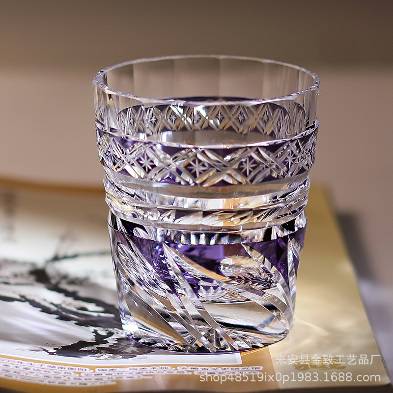 Taza de cristal Edo Chezi Taza de vino de whisky tallada a mano Taza de vino de gama alta Taza de vidrio de cerveza Taza de agua Caja de regalo