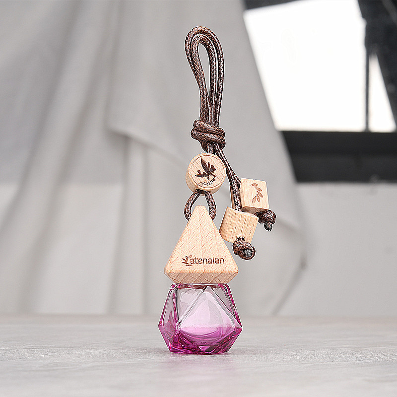 G014-8ml 車用ストラップ車用アロマセラピーボトルペンダントミニ揮発性ガラス詰め替えエッセンシャルオイル空ボトル